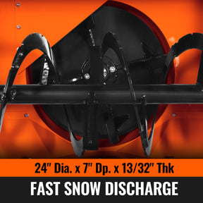 72" 3 Point PTO Snow Blower 24" Impeller Diameter 360° Snow Chute (PTO Shaft Included with Slip Clutch), 30-75 HP, TSB72T