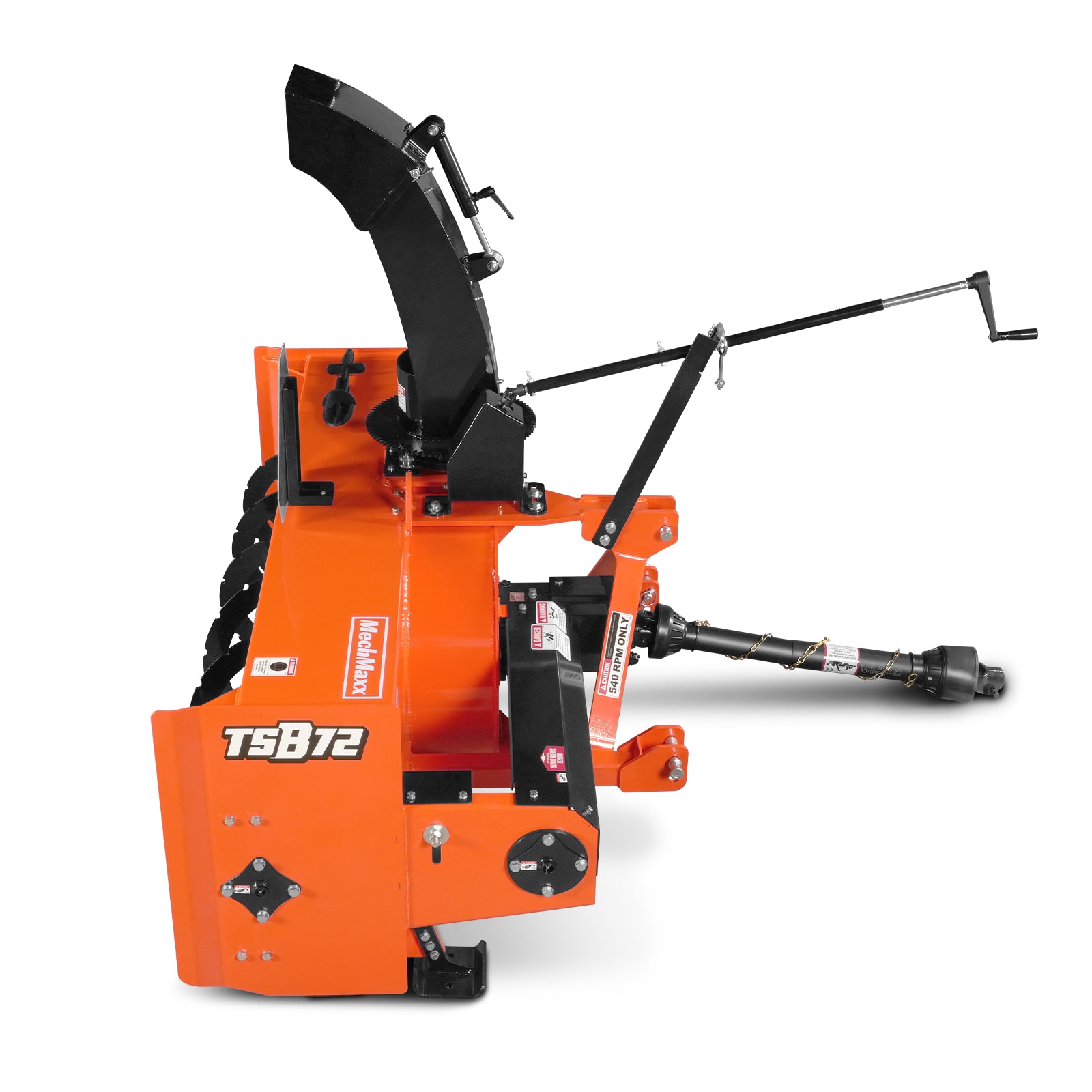 72" 3 Point PTO Snow Blower 24" Impeller Diameter 360° Snow Chute (PTO Shaft Included with Slip Clutch), 30-75 HP, TSB72T