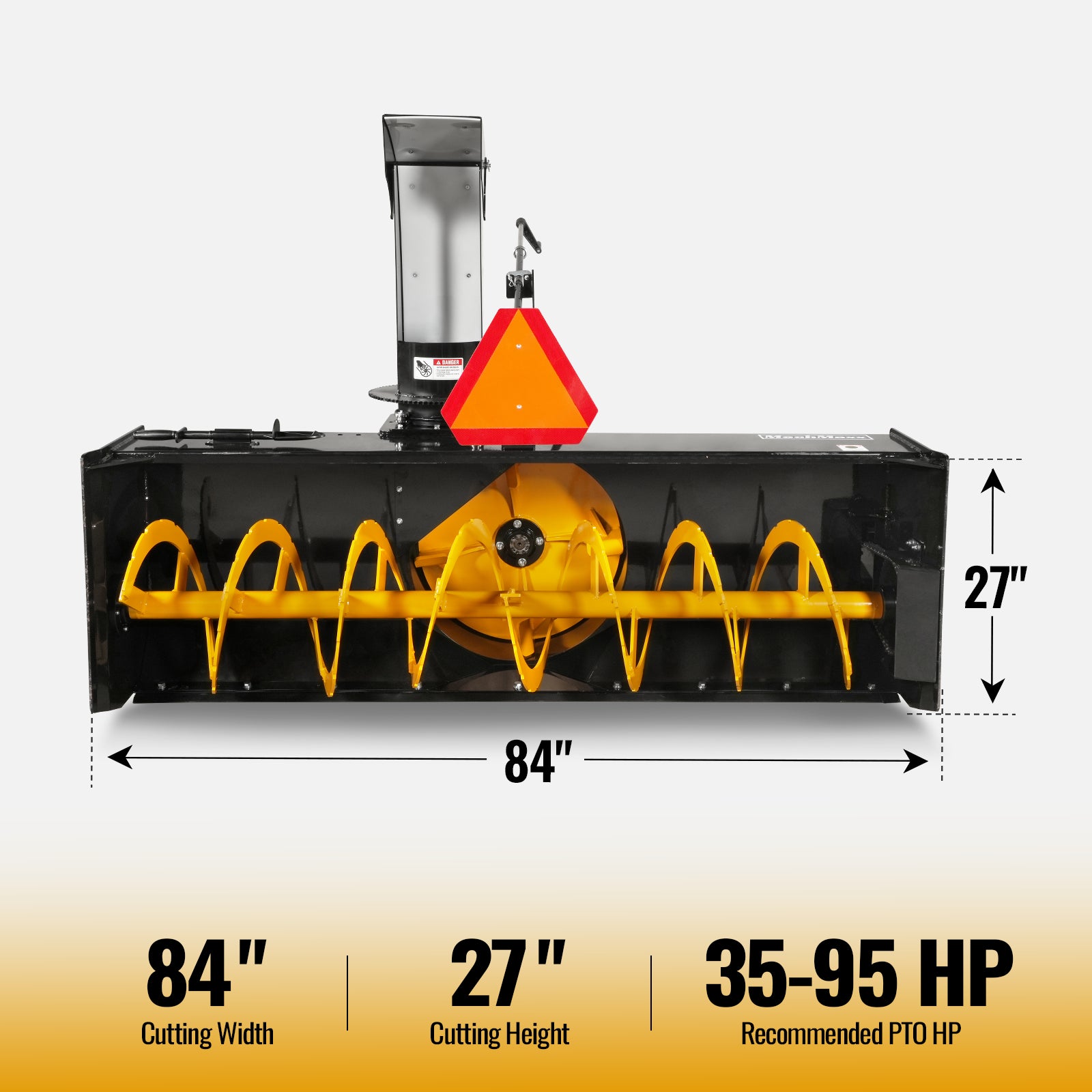 84" 3 Point PTO Snow Blower 24" Impeller Diameter 360° Snow Chute (PTO Shaft Included with Slip Clutch), 35-95 HP, TSB84