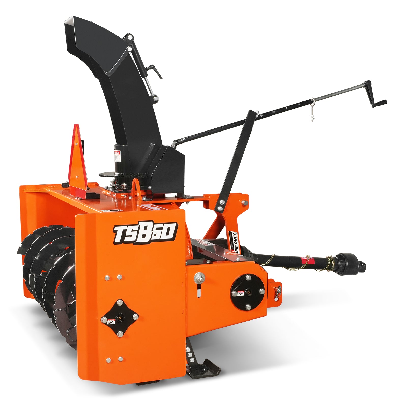 60" 3 Point PTO Snow Blower 24" Impeller Diameter 360° Snow Chute (PTO Shaft Included with Slip Clutch), 25-65 HP, TSB60T