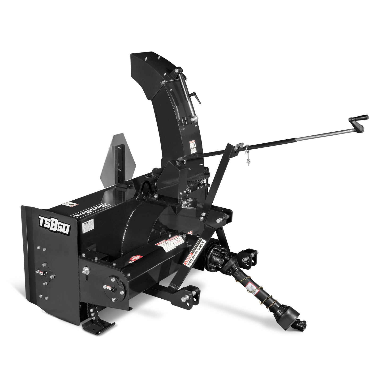 60" 3 Point PTO Snow Blower 24" Impeller Diameter 360° Snow Chute (PTO Shaft Included with Slip Clutch), 25-65 HP, TSB60