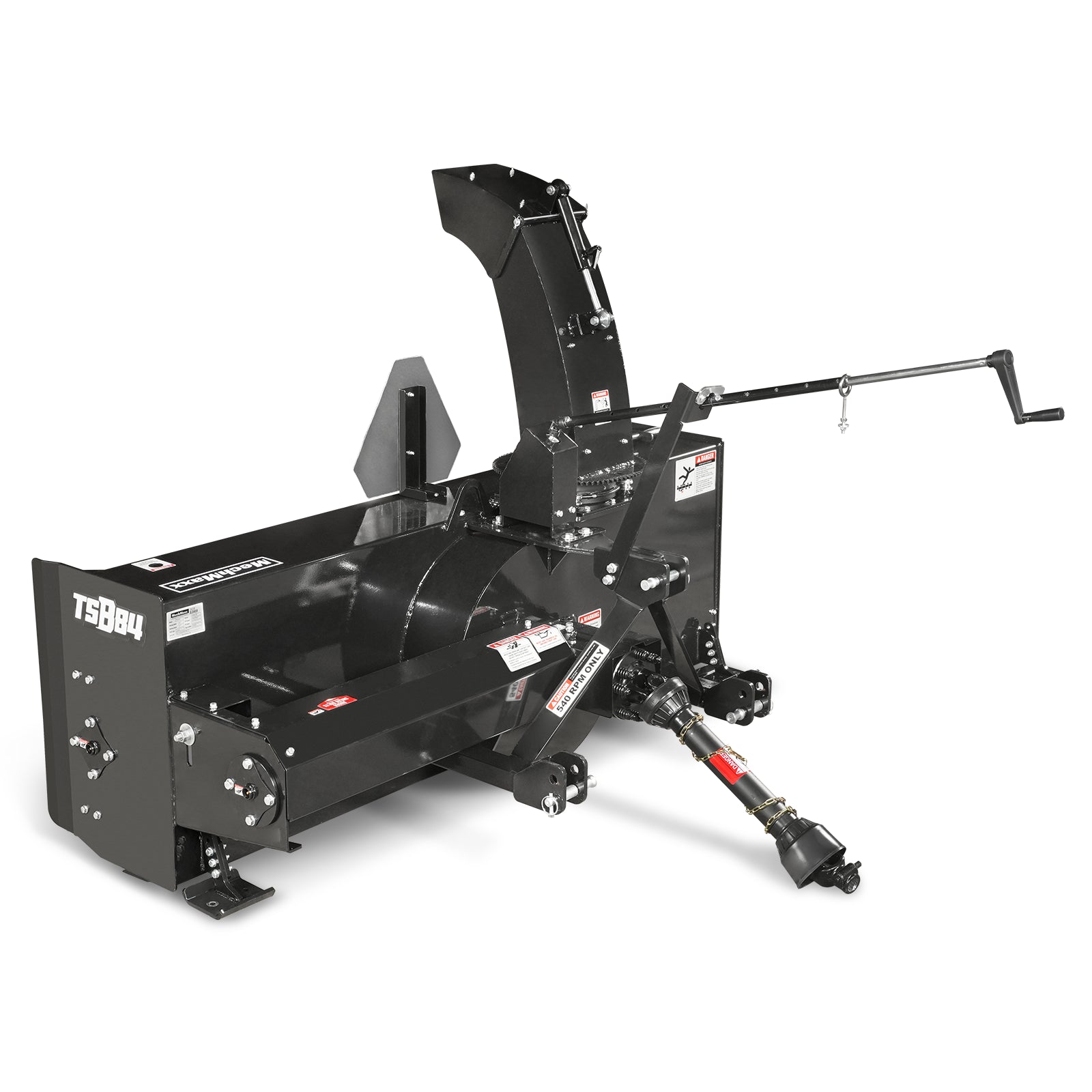 84" 3 Point PTO Snow Blower 24" Impeller Diameter 360° Snow Chute (PTO Shaft Included with Slip Clutch), 35-90 HP, TSB84