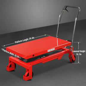 Mobile Scissor Lift Table Cart 2200lb Capacity,Platform Size39.4" x 20.2",Height39.4"