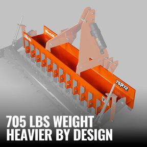 72" Heavy Duty Soil Pulverizer,  Single Spiked Roller,  25 Shanks,  Category 1 and 2,  3 Point Hitch Tractor Attachment,  TSP72