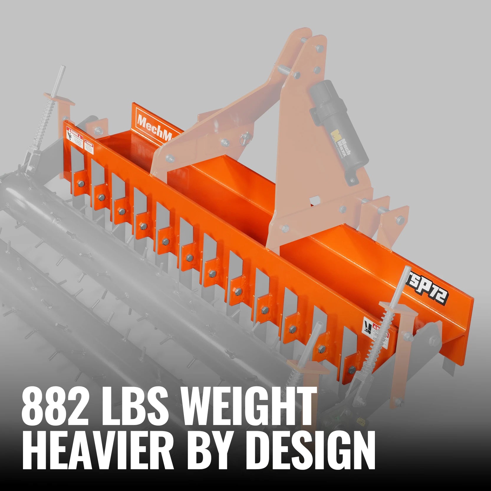 72" Heavy Duty Soil Pulverizer,  Double Spiked Roller,  25 Shanks,  Category 1 and 2,  3 Point Hitch Tractor Attachment,  TSP72D