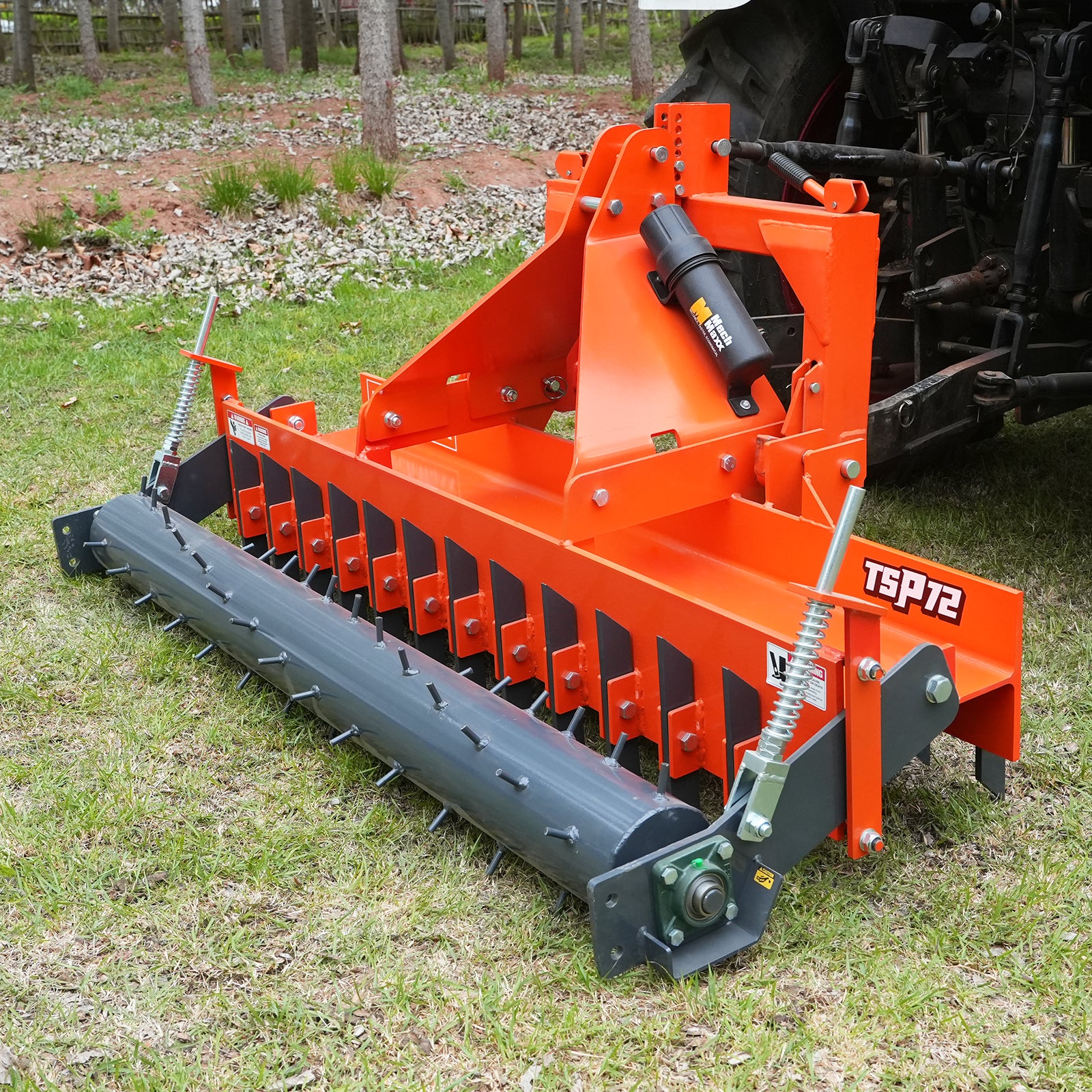 72" Heavy Duty Soil Pulverizer,  Single Spiked Roller,  25 Shanks,  Category 1 and 2,  3 Point Hitch Tractor Attachment,  TSP72