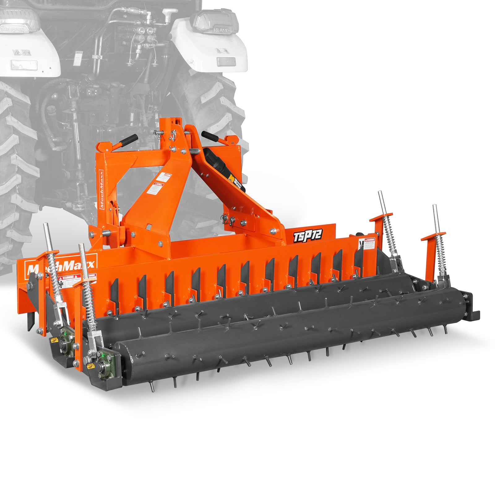72" Heavy Duty Soil Pulverizer,  Double Spiked Roller,  25 Shanks,  Category 1 and 2,  3 Point Hitch Tractor Attachment,  TSP72D
