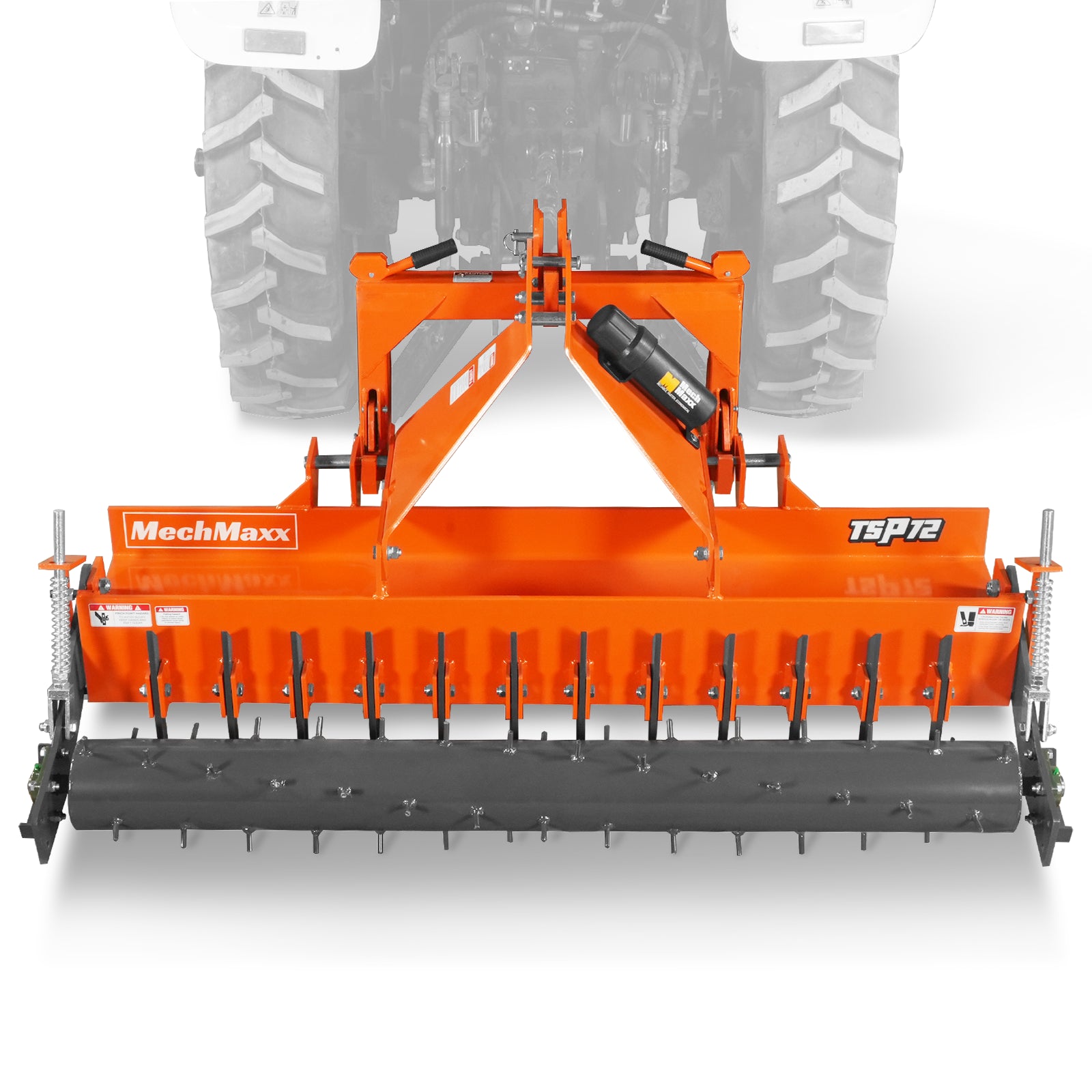 72" Heavy Duty Soil Pulverizer,  Single Spiked Roller,  25 Shanks,  Category 1 and 2,  3 Point Hitch Tractor Attachment,  TSP72