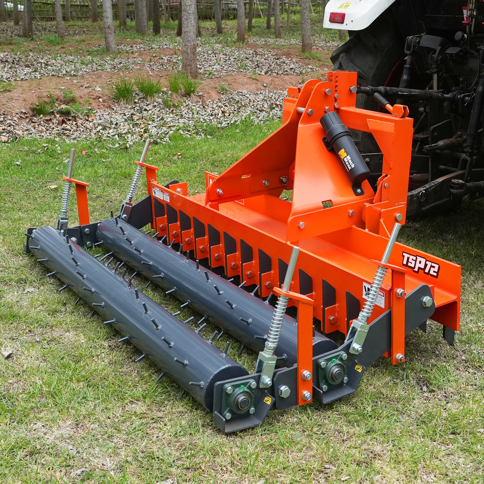 72" Heavy Duty Soil Pulverizer,  Double Spiked Roller,  25 Shanks,  Category 1 and 2,  3 Point Hitch Tractor Attachment,  TSP72D