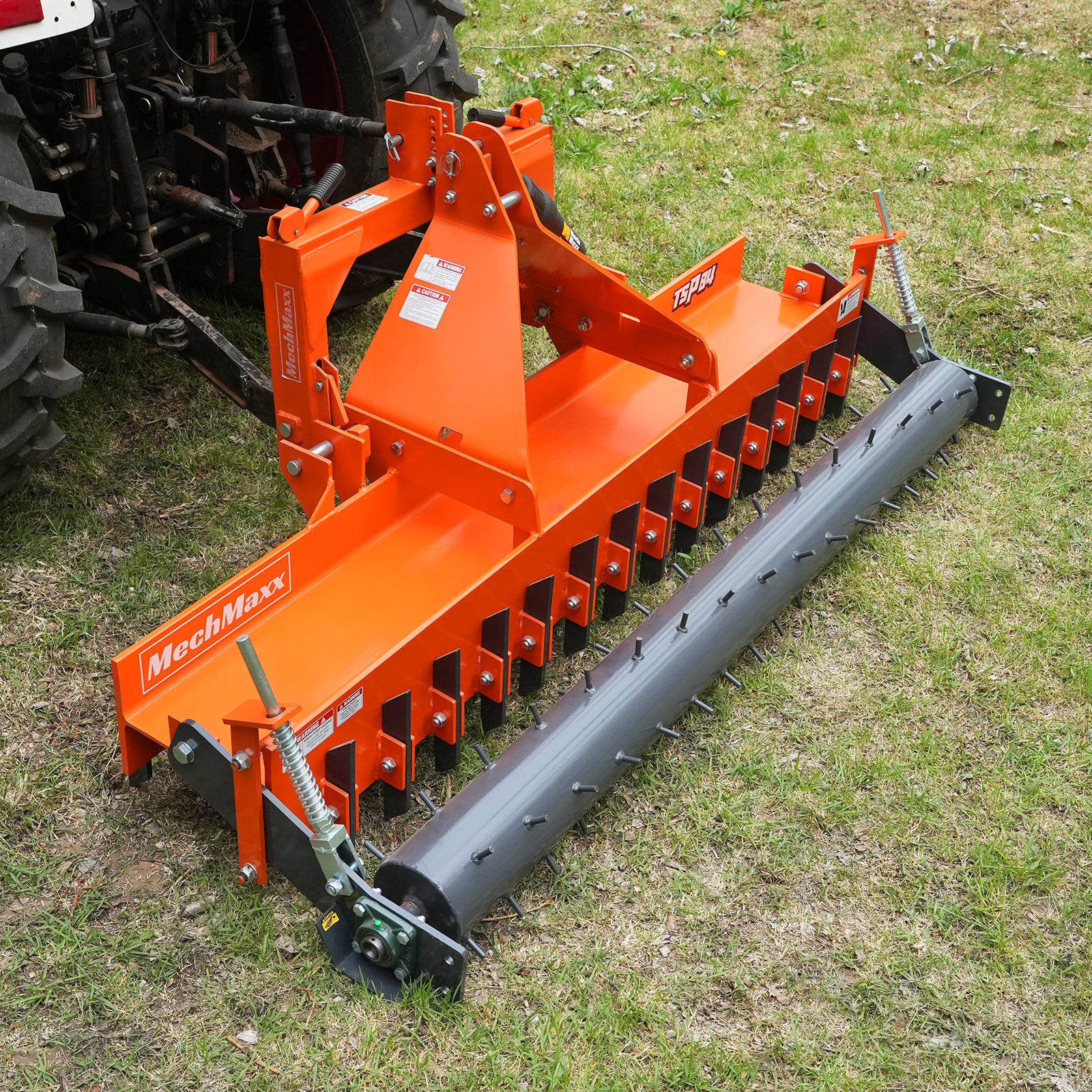 84" Heavy Duty Soil Pulverizer,  Single Spiked Roller,  29 Shanks,  Category 1 and 2,  3 Point Hitch Tractor Attachment,  TSP84