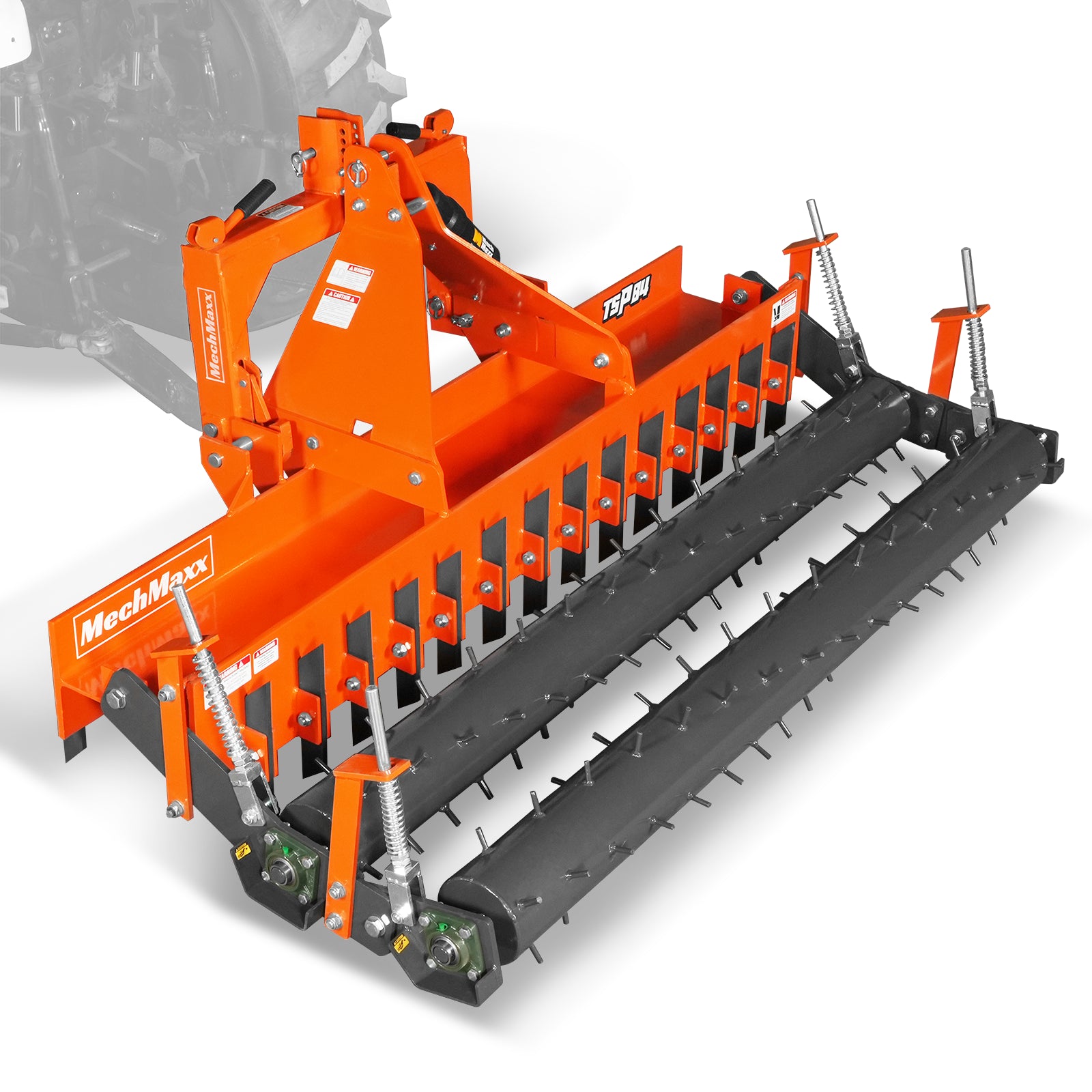 84" Heavy Duty Soil Pulverizer,  Double Spiked Roller,  29 Shanks,  Category 1 and 2,  3 Point Hitch Tractor Attachment,  TSP84D