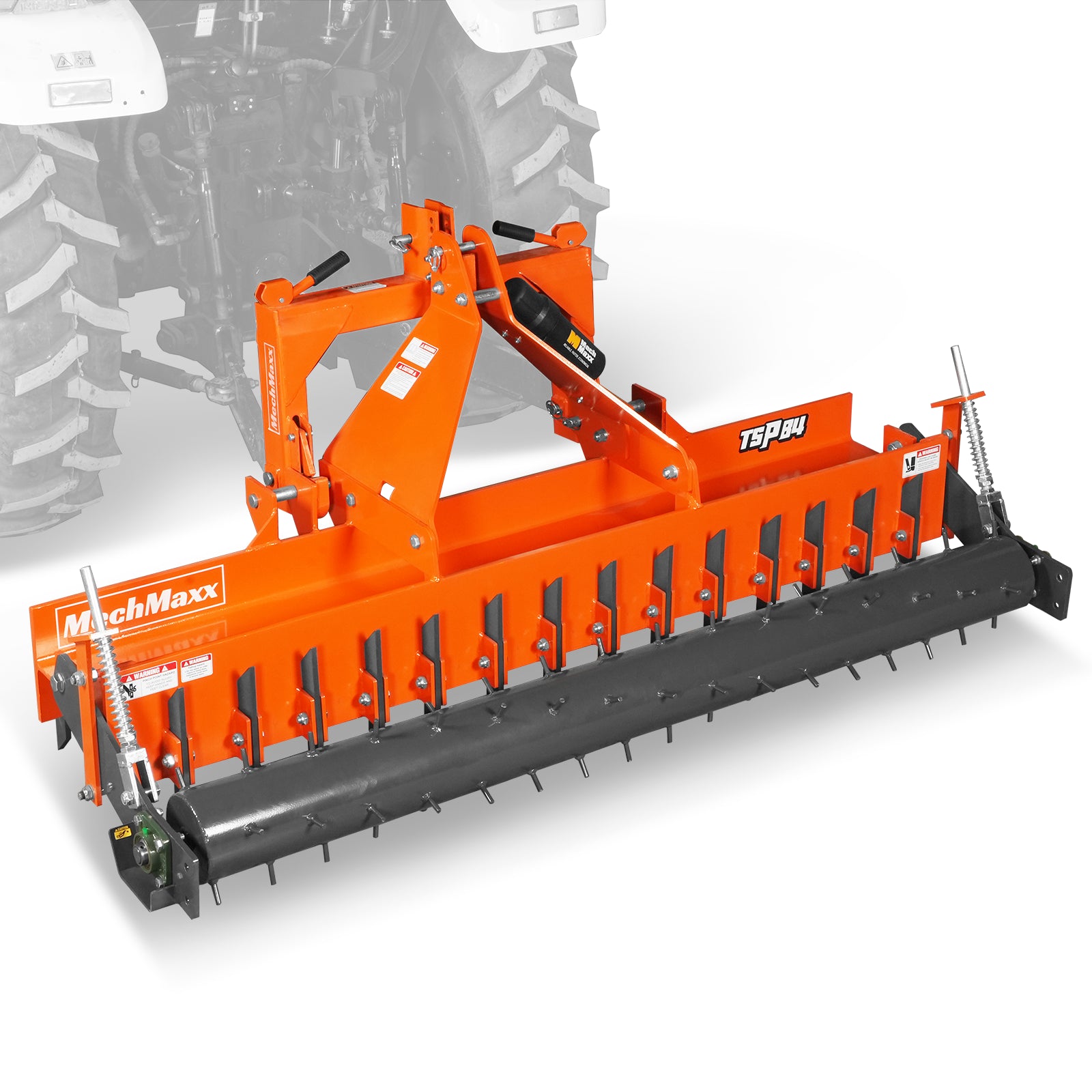 84" Heavy Duty Soil Pulverizer,  Single Spiked Roller,  29 Shanks,  Category 1 and 2,  3 Point Hitch Tractor Attachment,  TSP84