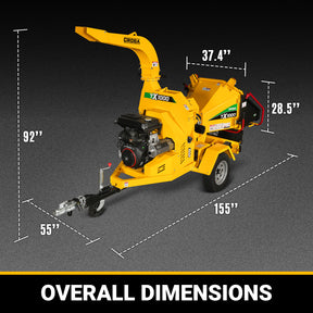 35hp 1000cc ZONSEN E-Start 8 inch Gas Powered Wood Chipper with Intelligent Hydraulic Feeding System , TX1000