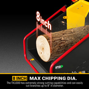 35hp 1000cc ZONSEN E-Start 8 inch Gas Powered Wood Chipper with Intelligent Hydraulic Feeding System , TX1000