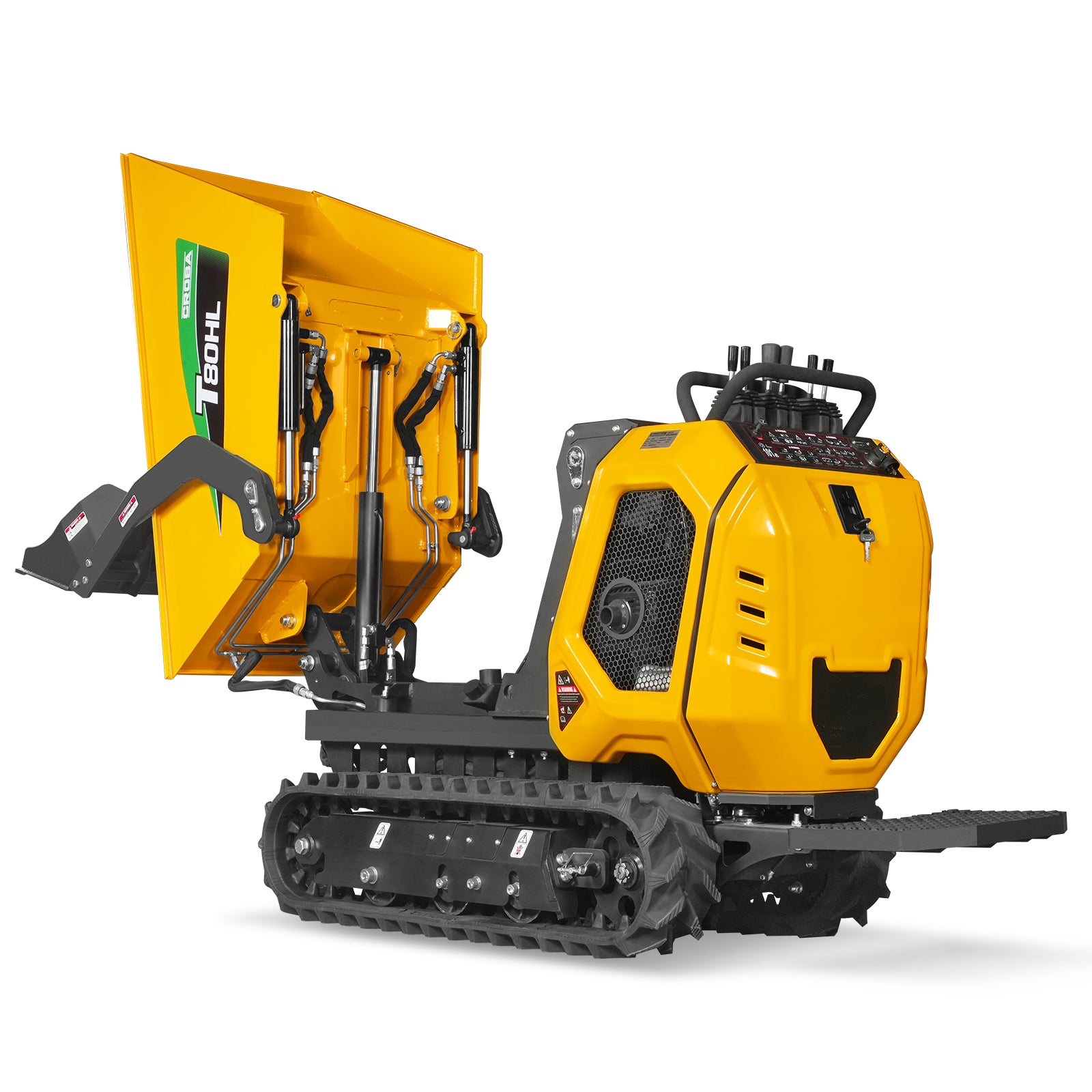 1100lb 420cc E-start Gas Engine Stand-ON Hydraulic Track Dumper Hydraulic Tipping and Lifting with Self-Loading, T80HL