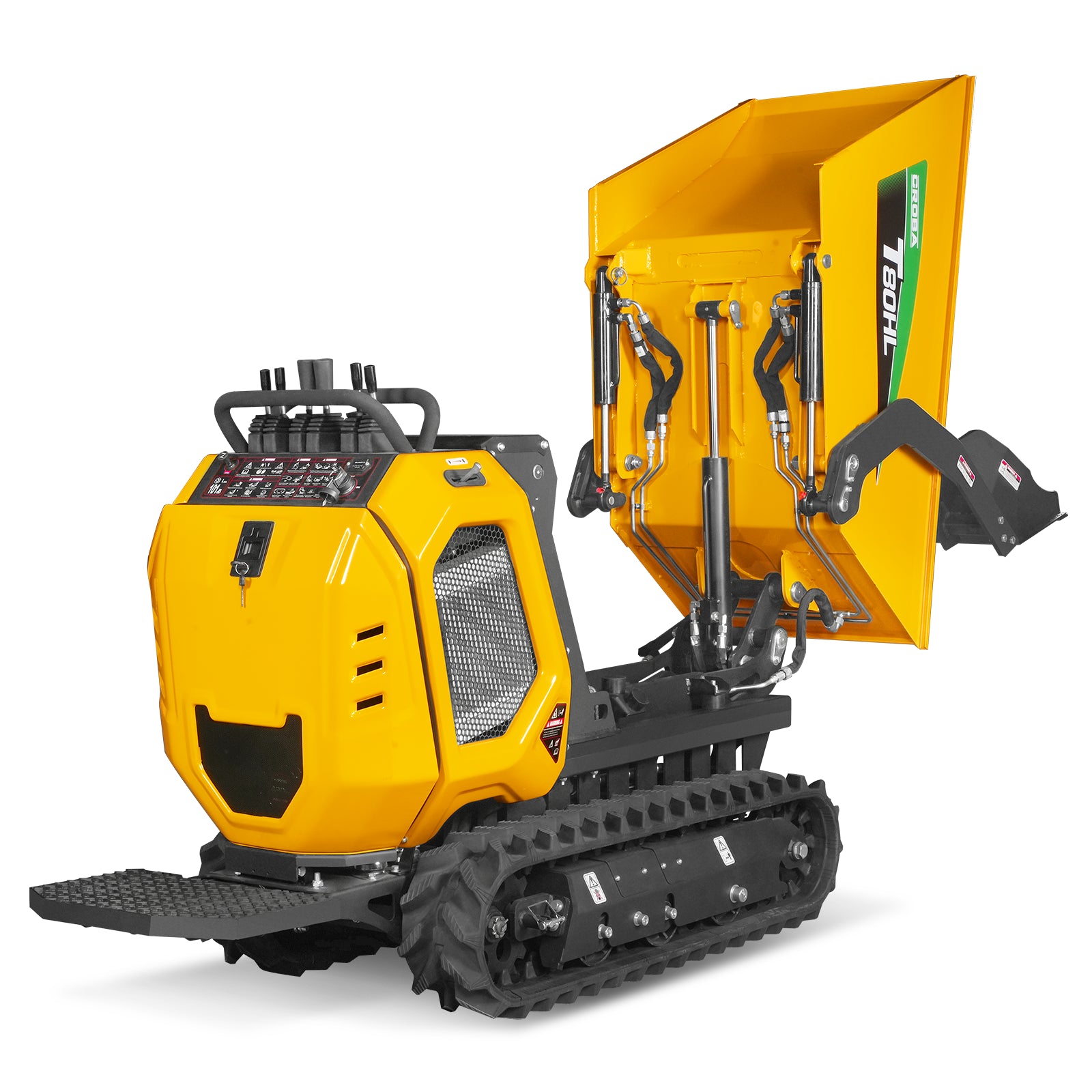 1100lb 420cc E-start Gas Engine Stand-ON Hydraulic Track Dumper Hydraulic Tipping and Lifting with Self-Loading, T80HL