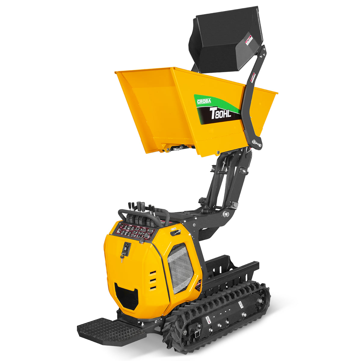 1100lb 420cc E-start Gas Engine Stand-ON Hydraulic Track Dumper Hydraulic Tipping and Lifting with Self-Loading, T80HL
