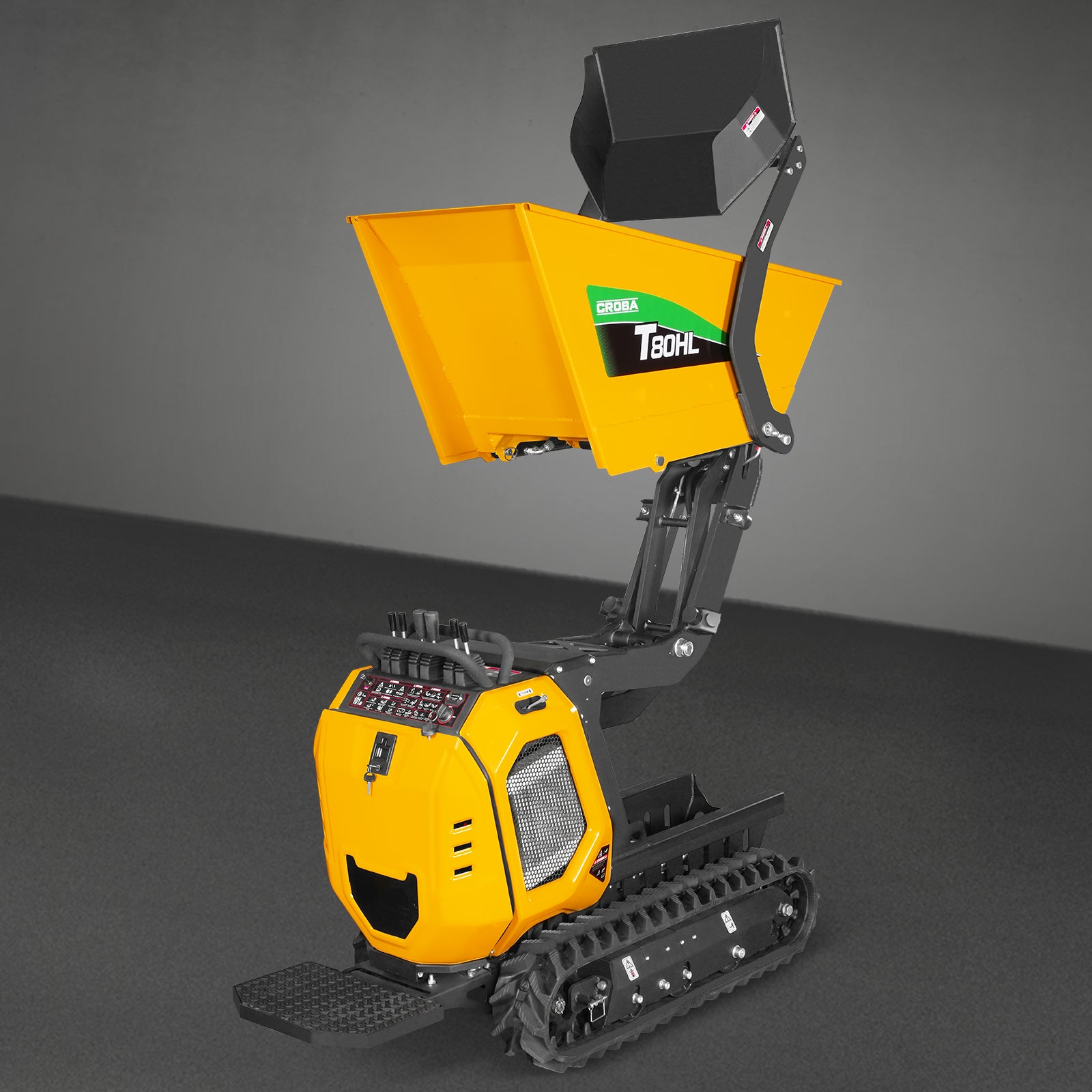 1100lb 420cc E-start Gas Engine Stand-ON Hydraulic Track Dumper Hydraulic Tipping and Lifting with Self-Loading, T80HL