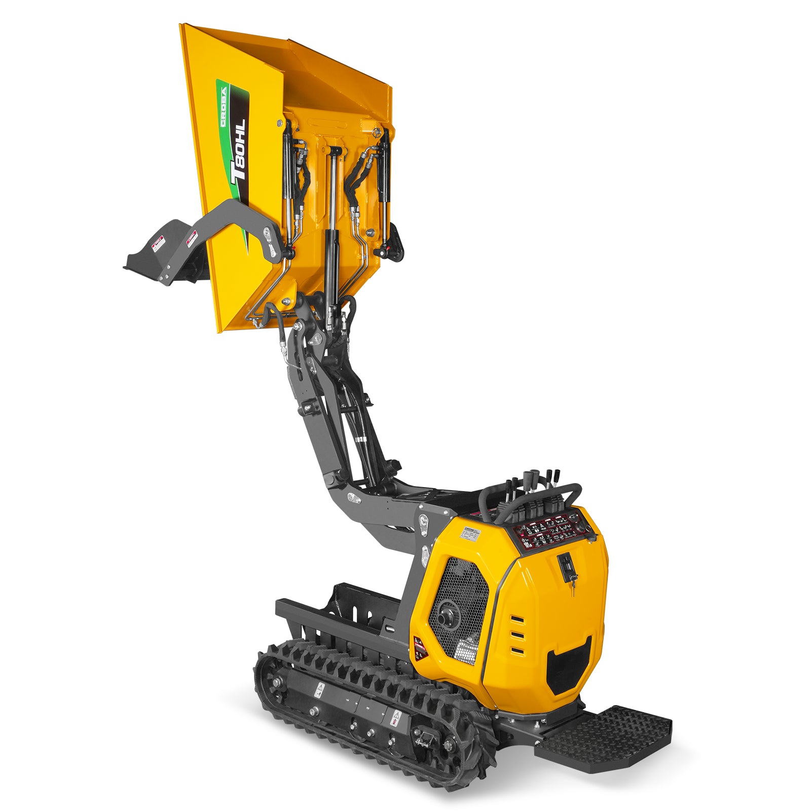 1100lb 420cc E-start Gas Engine Stand-ON Hydraulic Track Dumper Hydraulic Tipping and Lifting with Self-Loading, T80HL