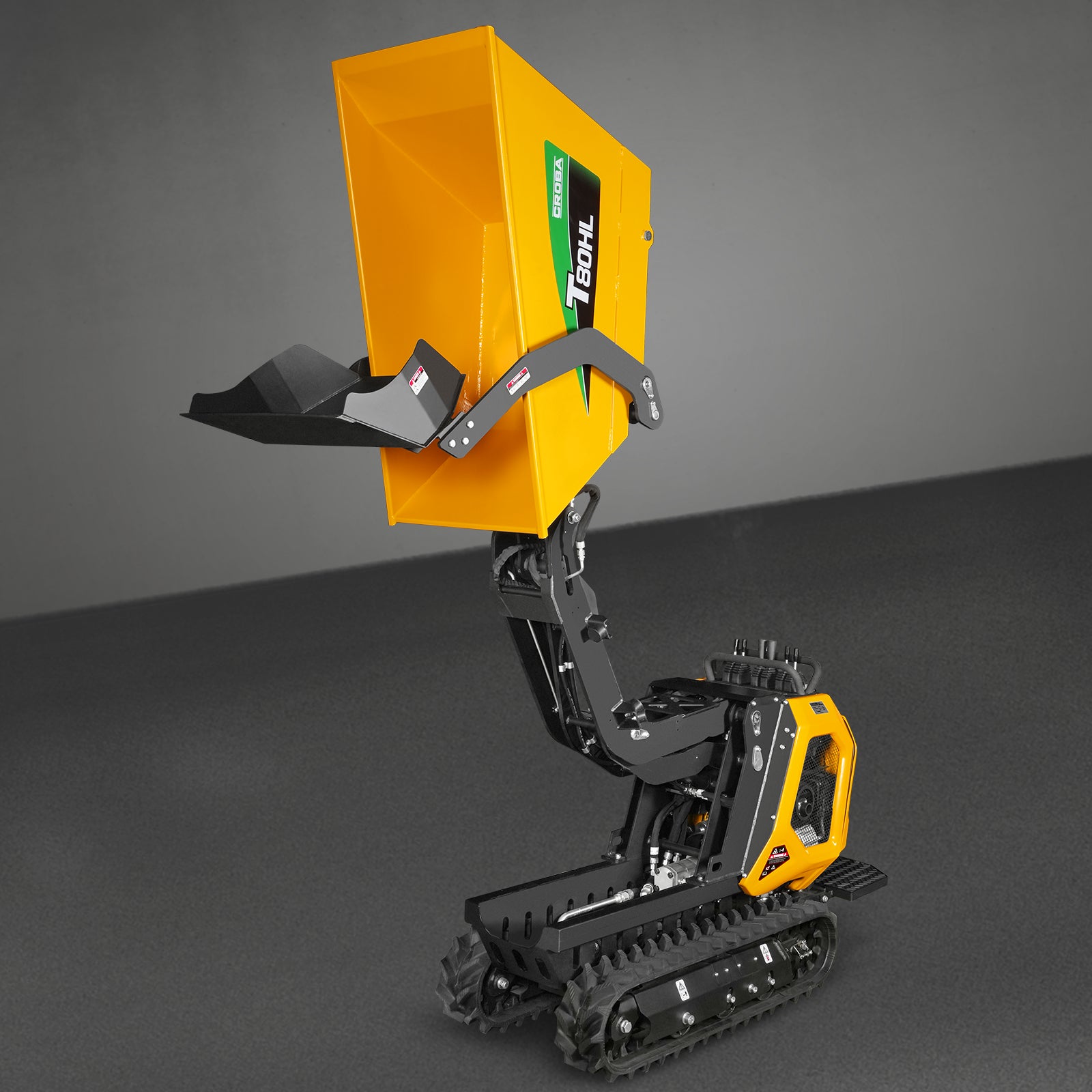 1100lb 420cc E-start Gas Engine Stand-ON Hydraulic Track Dumper Hydraulic Tipping and Lifting with Self-Loading, T80HL