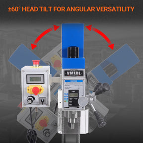 6"x20'' Benchtop Mill Drill Machine, Variable Speed, R8 Spindle, 1 HP, 110V, Brushless Motor Compact Milling Drilling Tool for Garage Shop, DIY Metalworking with Stand VM18L