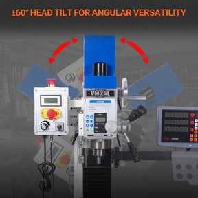 1.5HP 7‘’x 27-1/2‘’ Benchtop Mini Mill Drill Machine, Variable Speed, R8 Spindle, Brushless Motor, 110V, Compact Milling Drilling Tool for Garage Shop, DIY Metalworking without Stand