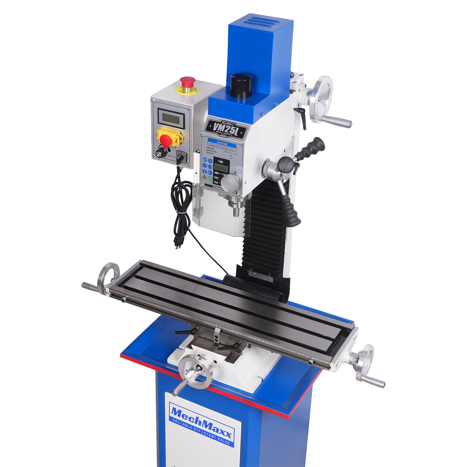 7‘’ x 27-1/2‘’ Benchtop Mini Mill Drill Machine, Variable Speed, Brshless Motor, R8 Spindle, 1.5 HP, 110V, Compact Milling Drilling Tool for Garage Shop, DIY Metalworking with Stand VM25L