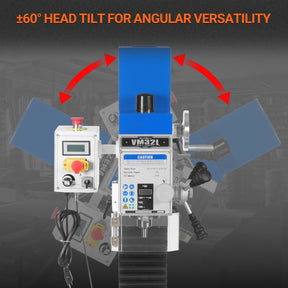 8-1/4"x33'' Industrial Benchtop Mill Drill Machine with DRO, Variable Speed, Brushless Motor, R8 Spindle, 2 HP, 110V, Compact Milling Drilling Tool for Garage Shop, DIY Metalworking with Stand VM32LD