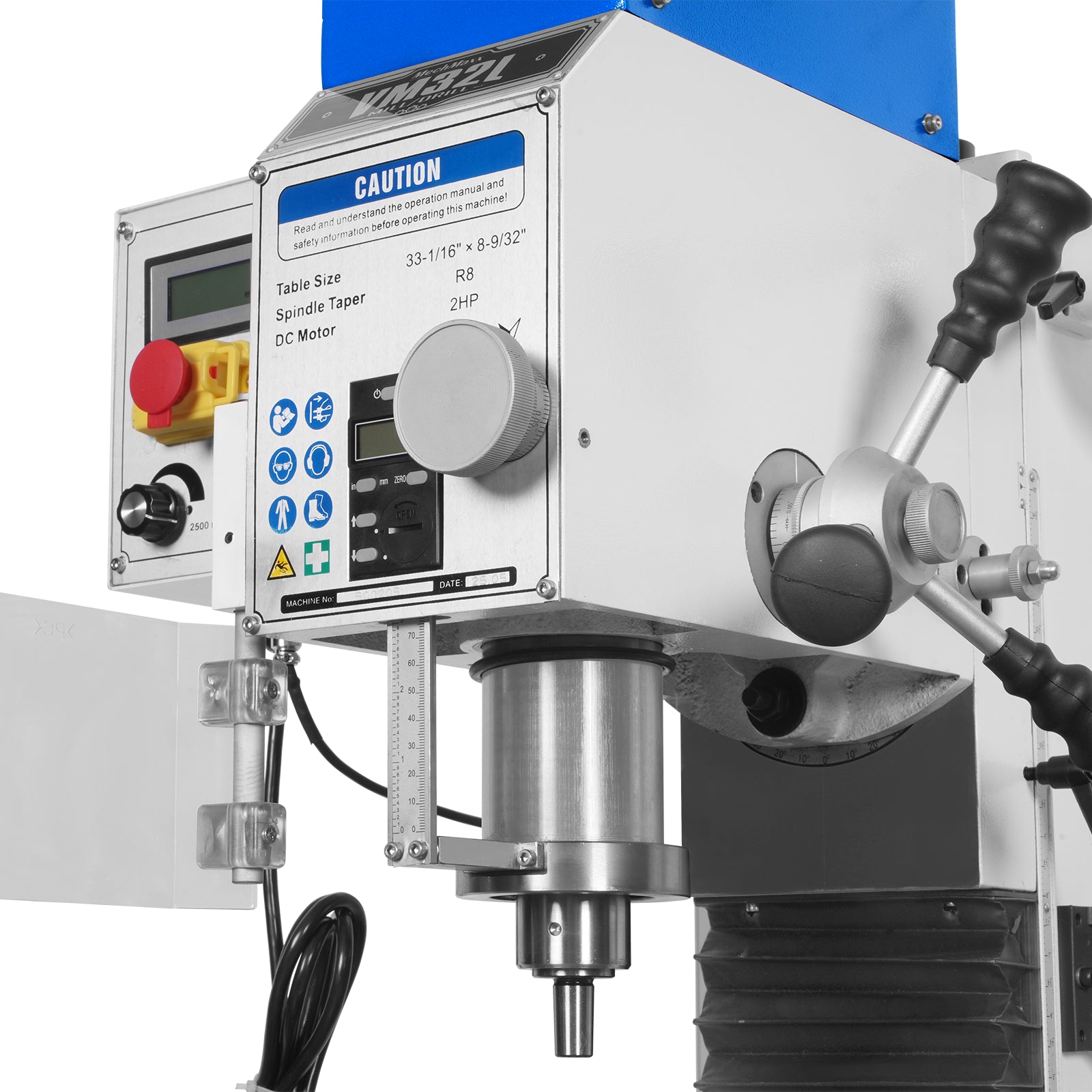 8-1/4"x33'' Industrial Benchtop Mill Drill Machine Brushless Motor, Variable Speed, R8 Spindle, 2 HP, 110V, Compact Milling Drilling Tool for Garage Shop, DIY Metalworking with Stand VM32L