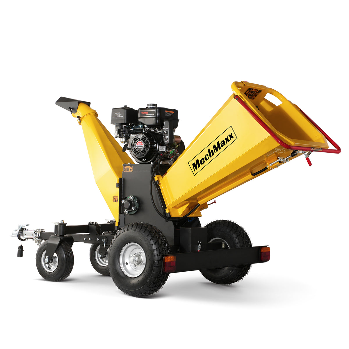 6 inch E-start Ducar 420cc 15hp Gas Powered 4 - Wheel Drum Wood chipper with Taillight