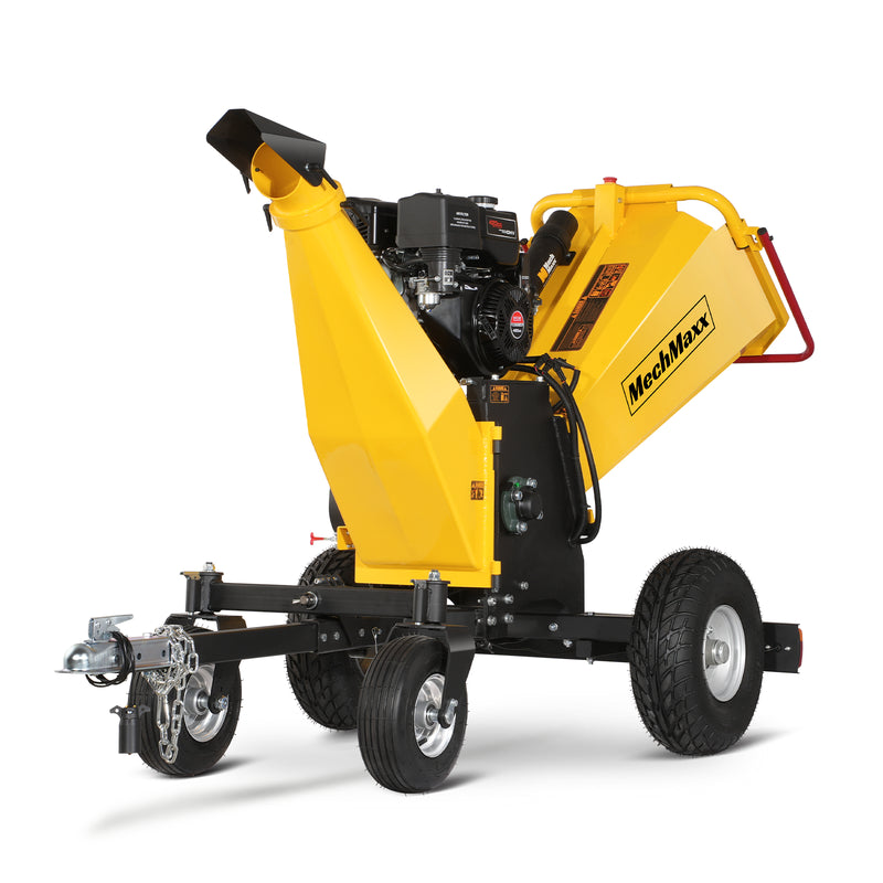 6 inch E-start Ducar 420cc 15hp Gas Powered 4 - Wheel Drum Wood chipper with Taillight; Model B150