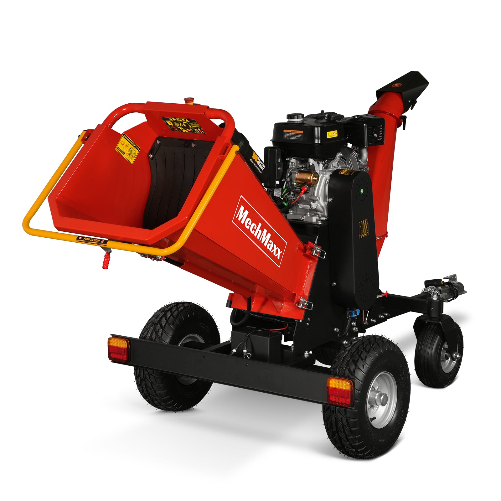 6 inch DUCAR E-Start 420cc 15hp Gas Powered 4 - Wheel Drum Wood Chipper with Taillight , B150