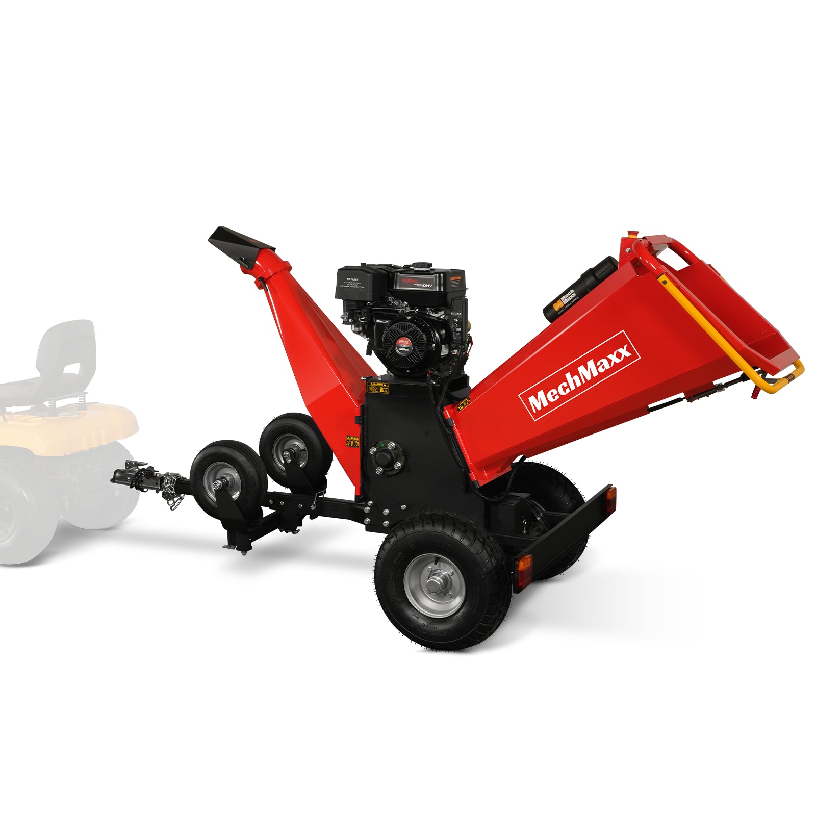 6 inch DUCAR E-Start 420cc 15hp Gas Powered 4 - Wheel Drum Wood Chipper with Taillight , B150