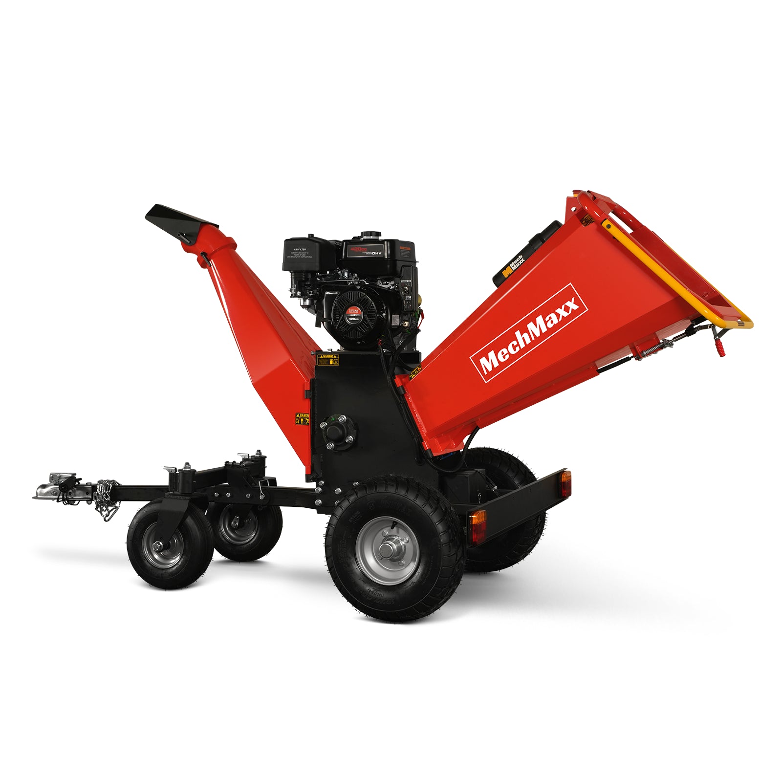 6 inch DUCAR E-Start 420cc 15hp Gas Powered 4 - Wheel Drum Wood Chipper with Taillight , B150