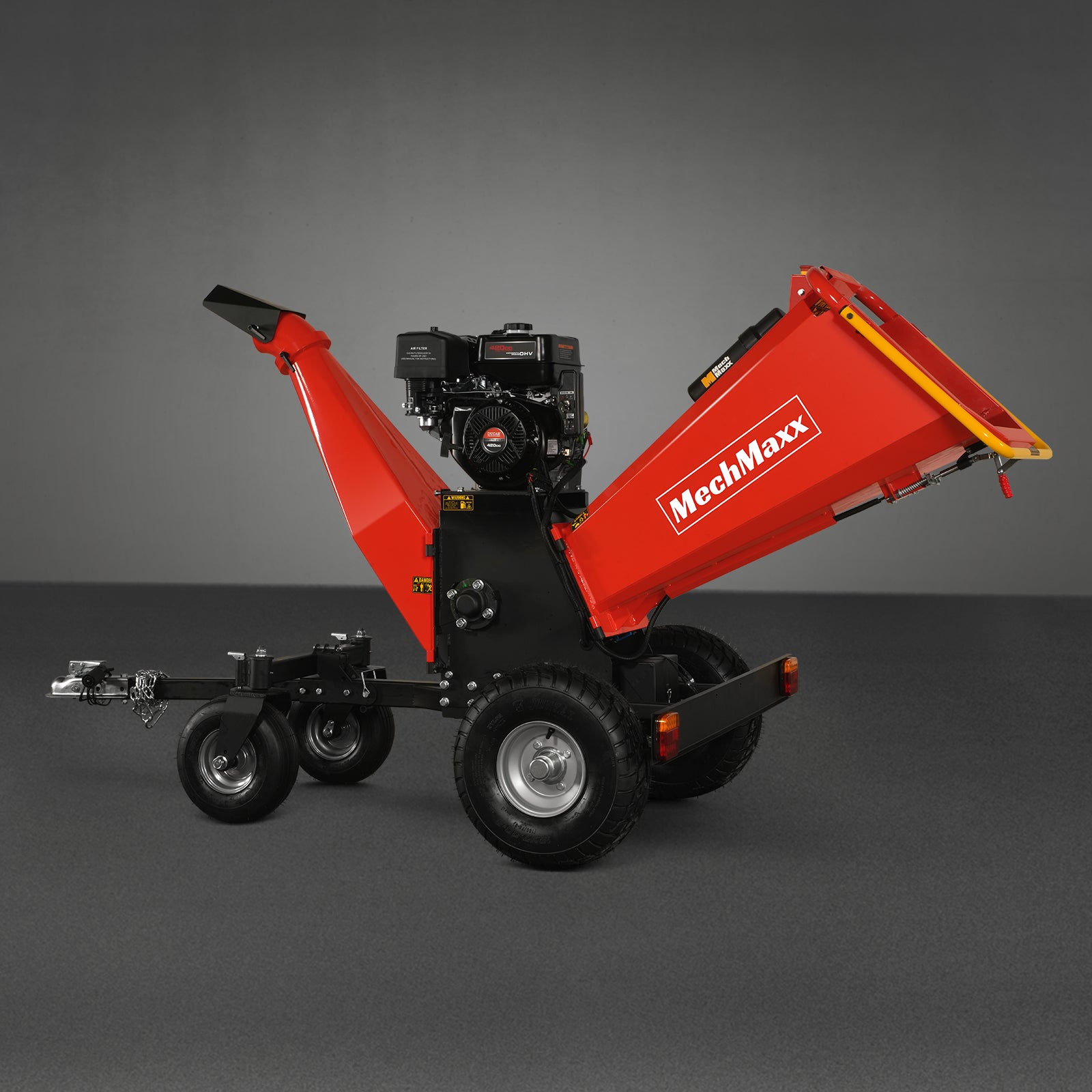 6 inch DUCAR E-Start 420cc 15hp Gas Powered 4 - Wheel Drum Wood Chipper with Taillight , B150