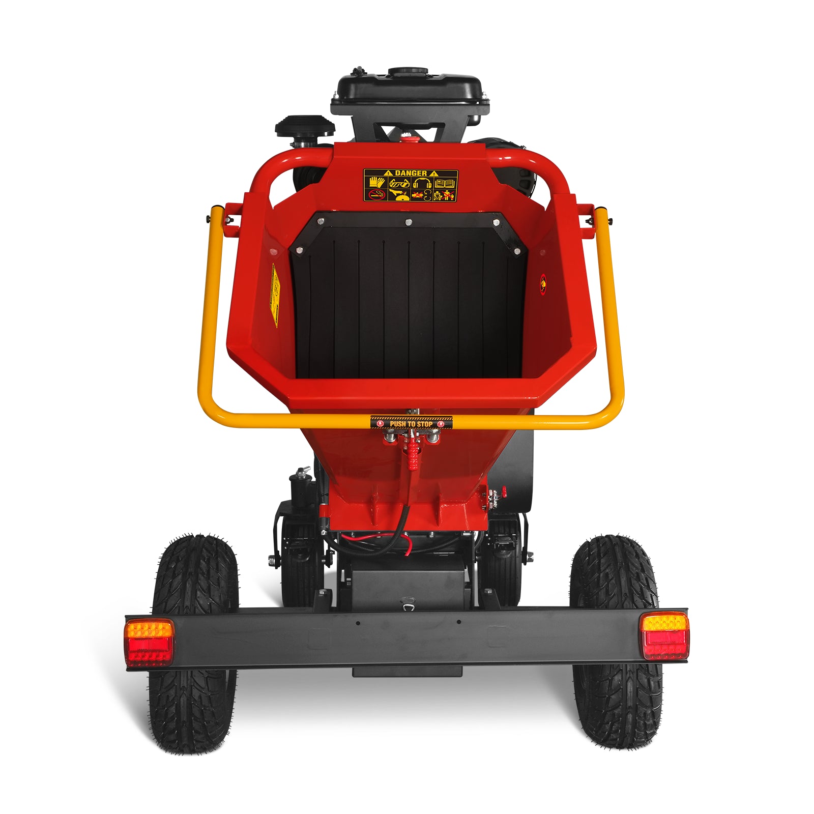 8 inch ZONSEN E-Start 1000cc 35hp Gas Powered 4 - Wheel Drum Wood Chipper with Taillight , B200