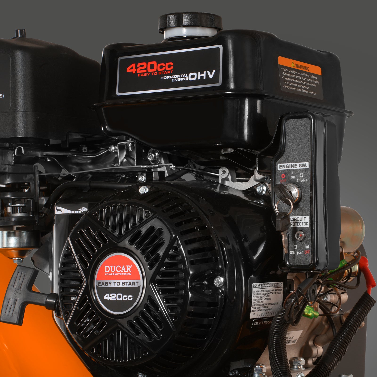 6 inch E-start DUCAR 420cc 15hp Gasoline Engine Powered Drum Wood Chip