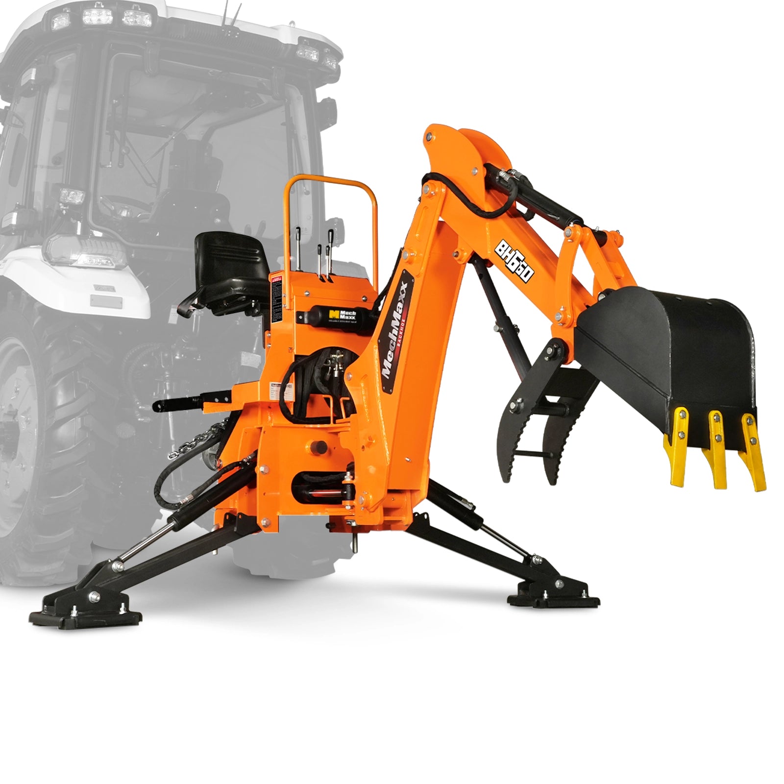 7' Tractor Backhoe Attachment with Mechanical Thumb, 12" Bucket, Self-Contained Pump, for 15-50 HP, Cat. 1 Tractor, BH660