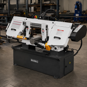 Metal Cutting Band Saw, 10" Round / 18"x5" Rectangular Capacity, 2HP 1.5kW Motor, 4-Speed (35-114 MPM), Horizontal Bandsaw with 0-45° Swivel, Hydraulic Downfeed, 230V 1PH 60Hz, Industrial Grade for Steel, Aluminum & Alloys BS-1018B