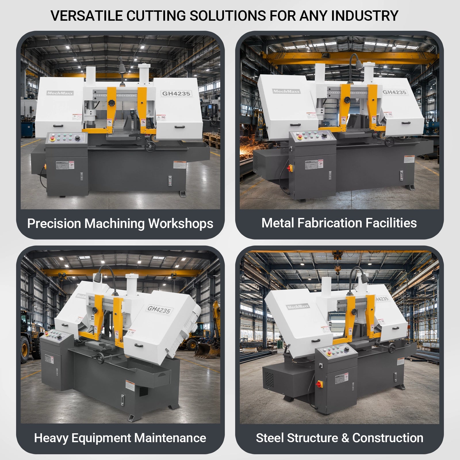 13" Double Column Horizontal Metal Cutting Band Saw | Hydraulic Feed | 2‑Speed | 2.2/2.8kW Industrial Metal Saw for Fabrication, Steel, Alloy, Carbon Steel GH4235