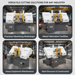 13" Double Column Horizontal Metal Cutting Band Saw | Hydraulic Feed | 2‑Speed | 2.2/2.8kW Industrial Metal Saw for Fabrication, Steel, Alloy, Carbon Steel GH4235