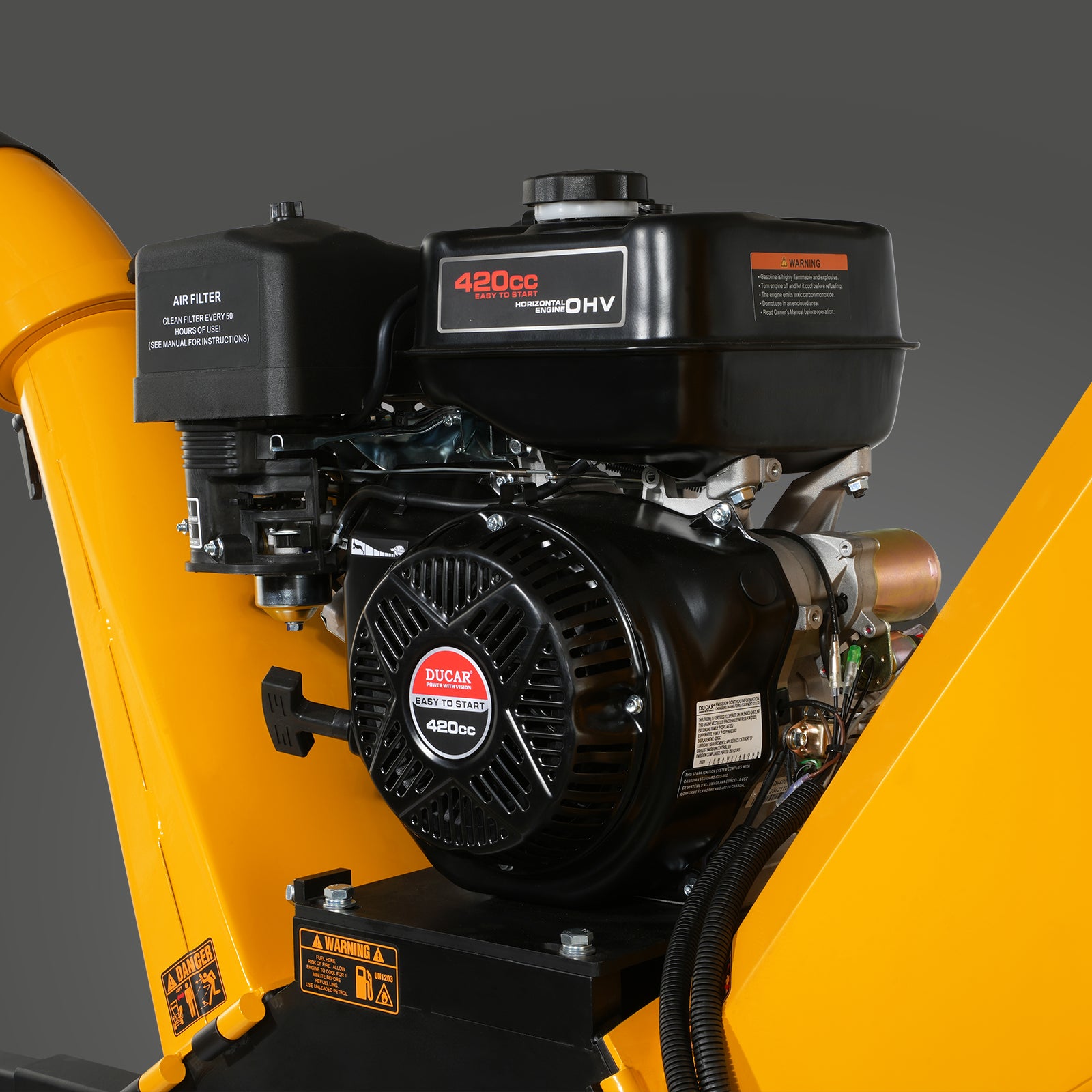 5 inch E-start DUCAR 420cc Gasoline Engine Powered Wood Chipper, GS150