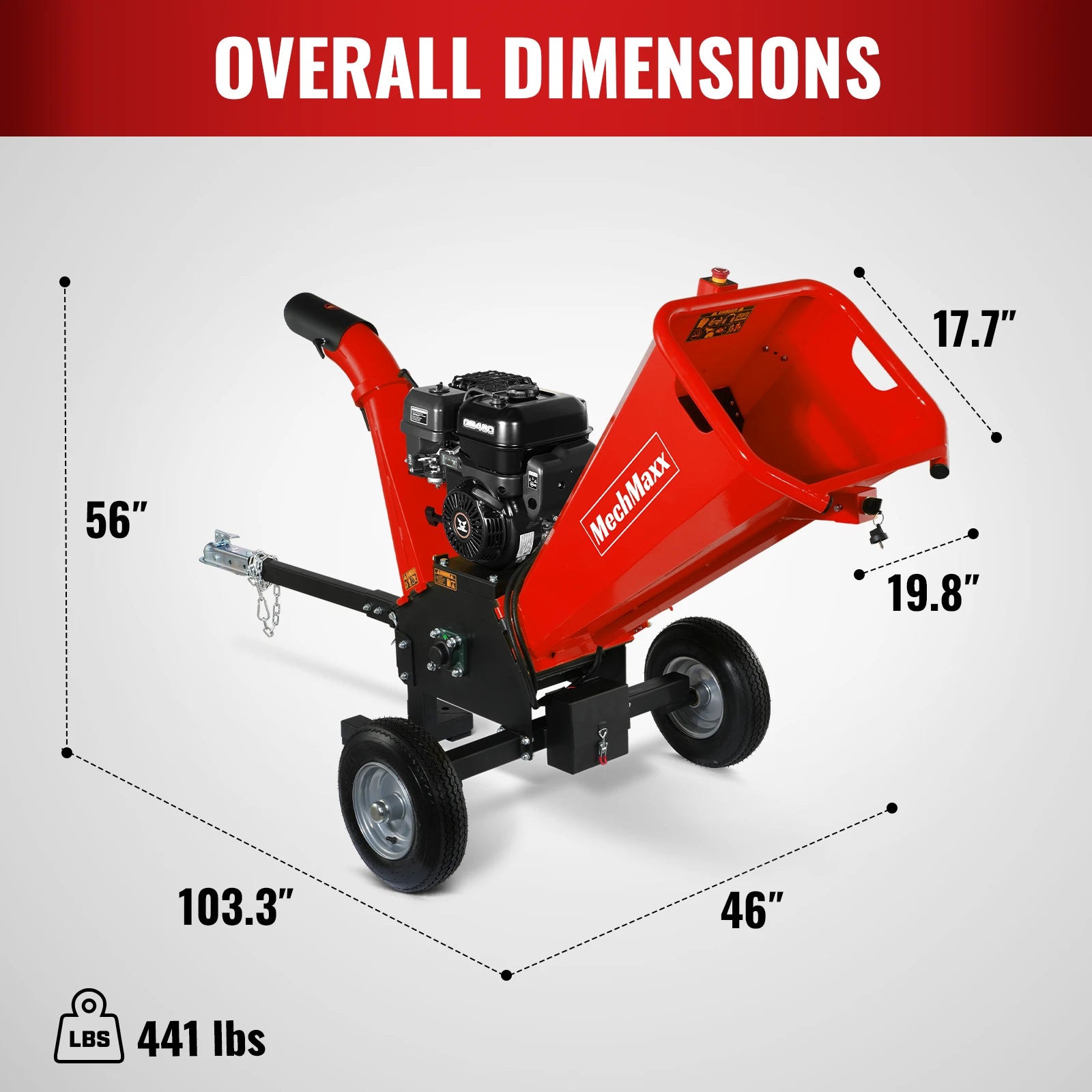 5 inch E-start ZONSEN 459cc Gasoline Engine Powered Wood Chipper , GS1