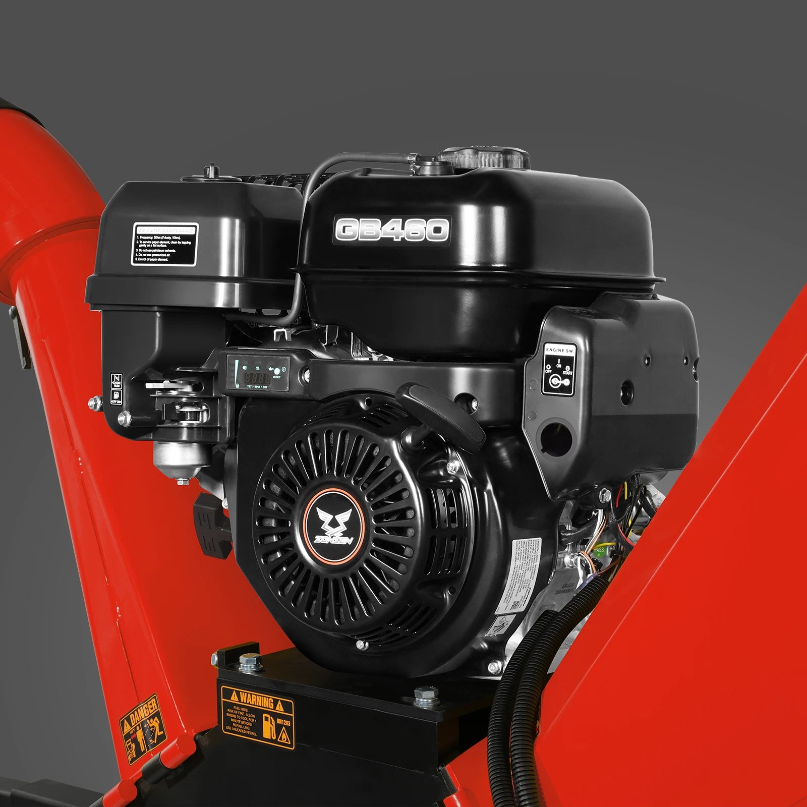 5 inch E-start ZONSEN 459cc Gasoline Engine Powered Wood Chipper , GS1