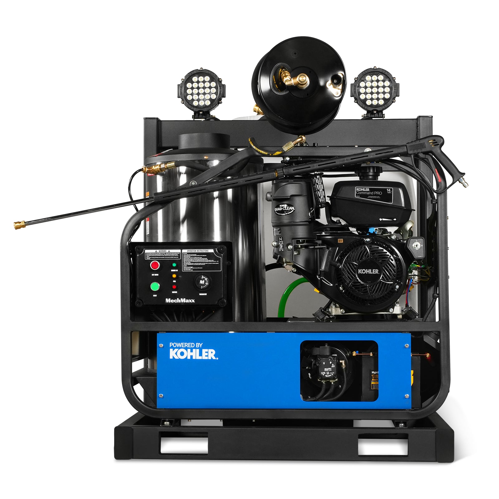 4000 PSI 4 GPM KOHLER E-Start Engine Hot Water Pressure Washer Skid Mounted with 175 Gal Tank, HPW40KT