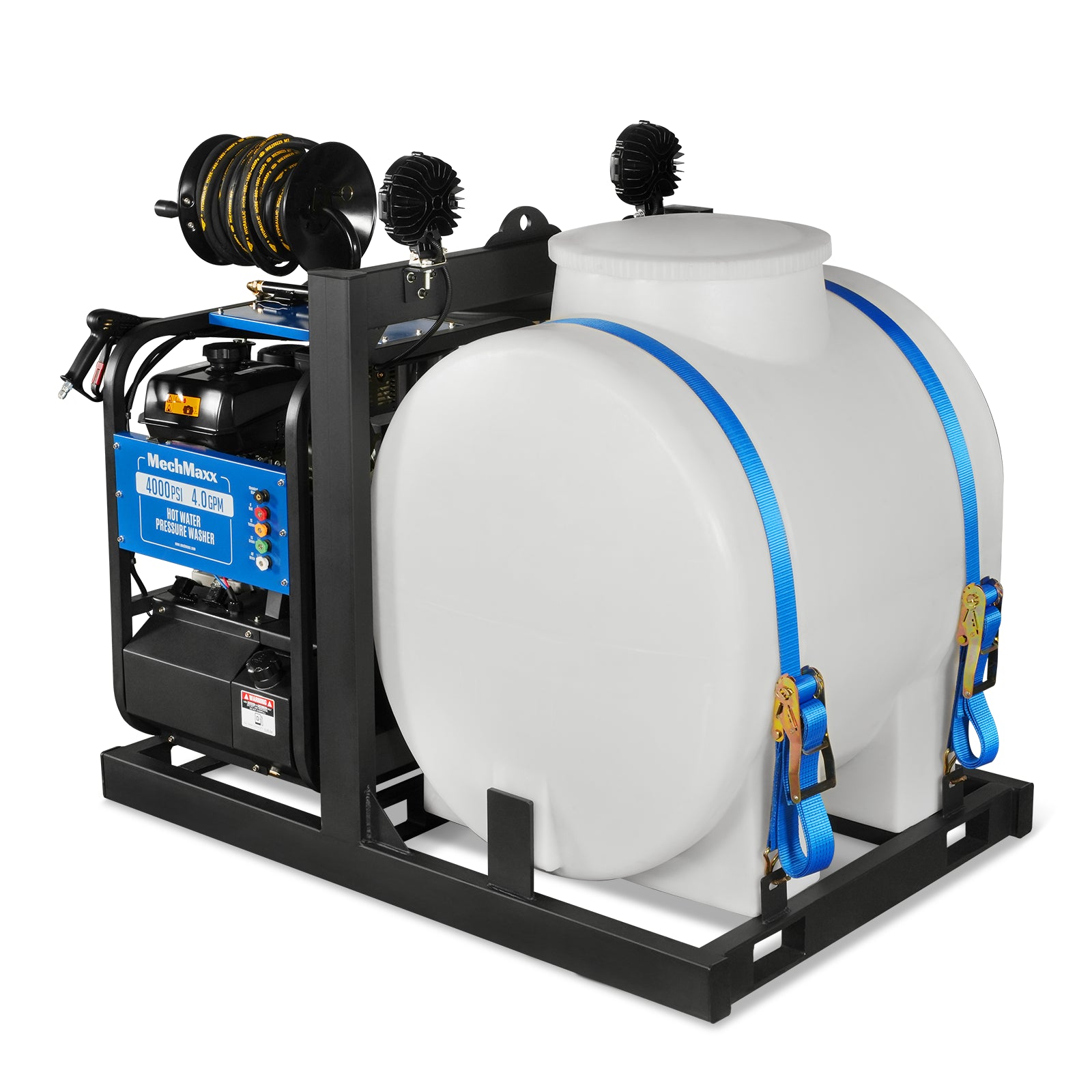 4000 PSI 4 GPM KOHLER E-Start Engine Hot Water Pressure Washer Skid Mounted with 175 Gal Tank, HPW40KT