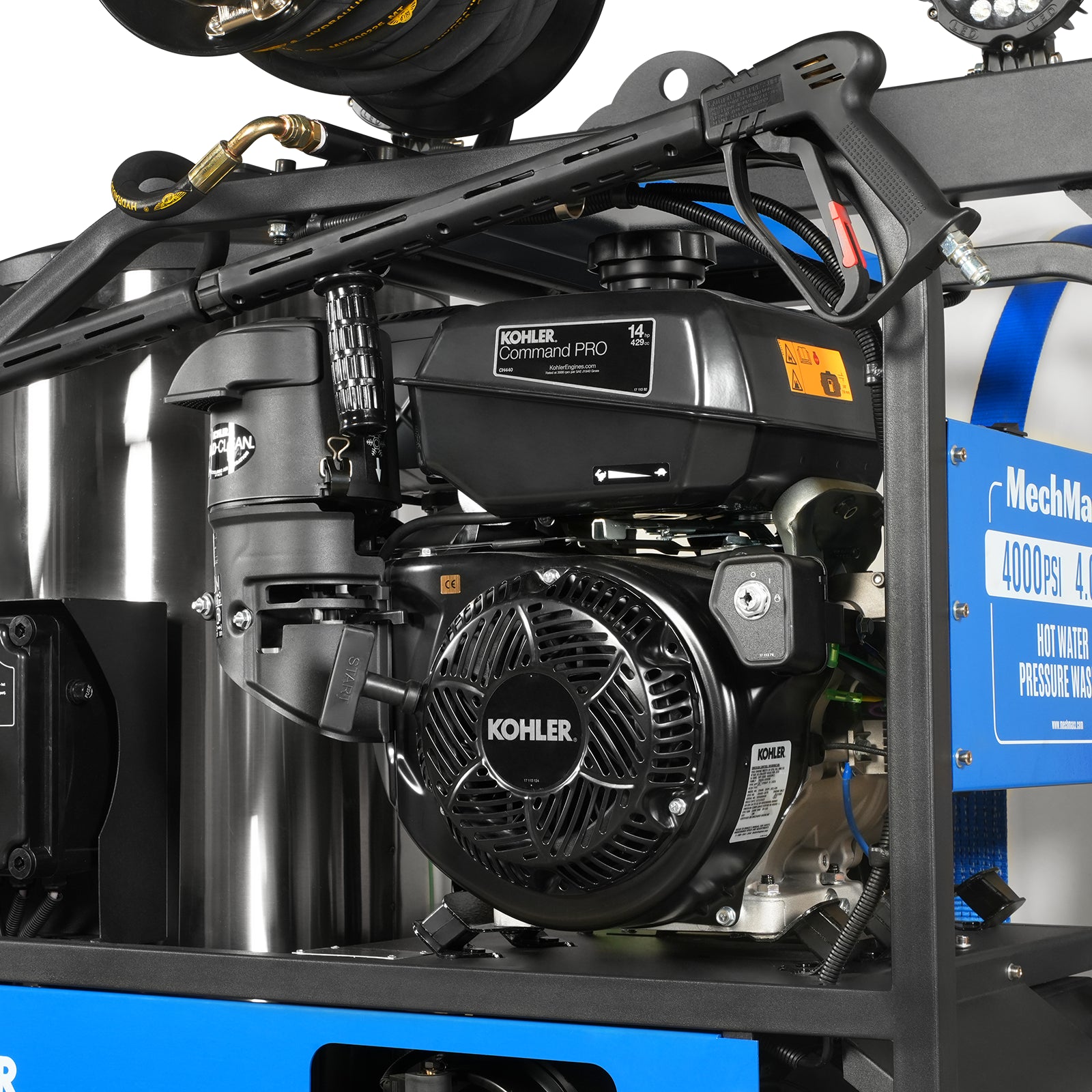4000 PSI 4 GPM KOHLER E-Start Engine Hot Water Pressure Washer Skid Mounted with 175 Gal Tank, HPW40KT