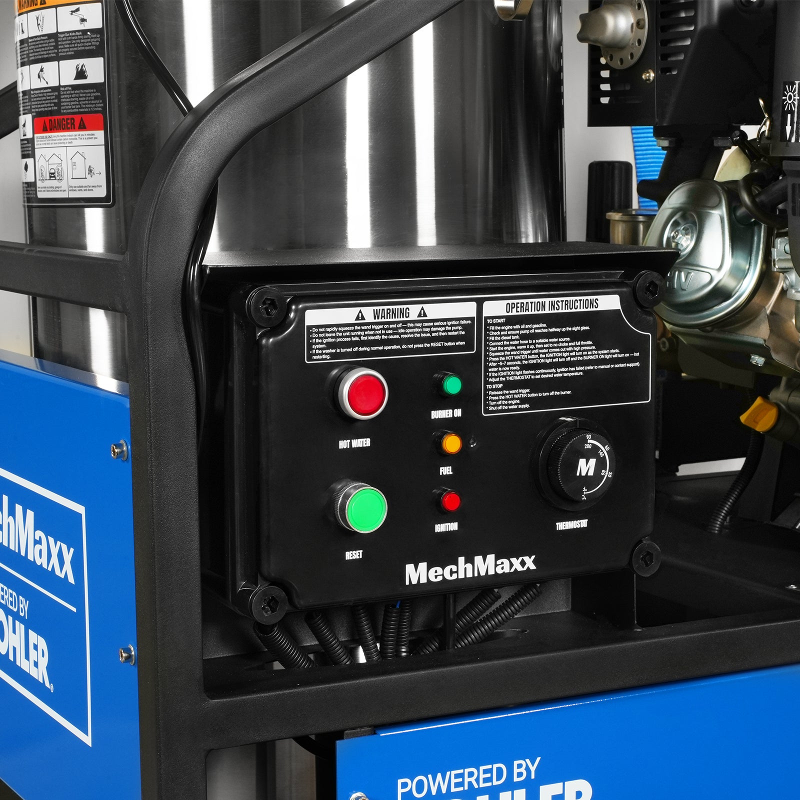 4000 PSI 4 GPM KOHLER E-Start Engine Hot Water Pressure Washer Skid Mounted with 175 Gal Tank, HPW40KT