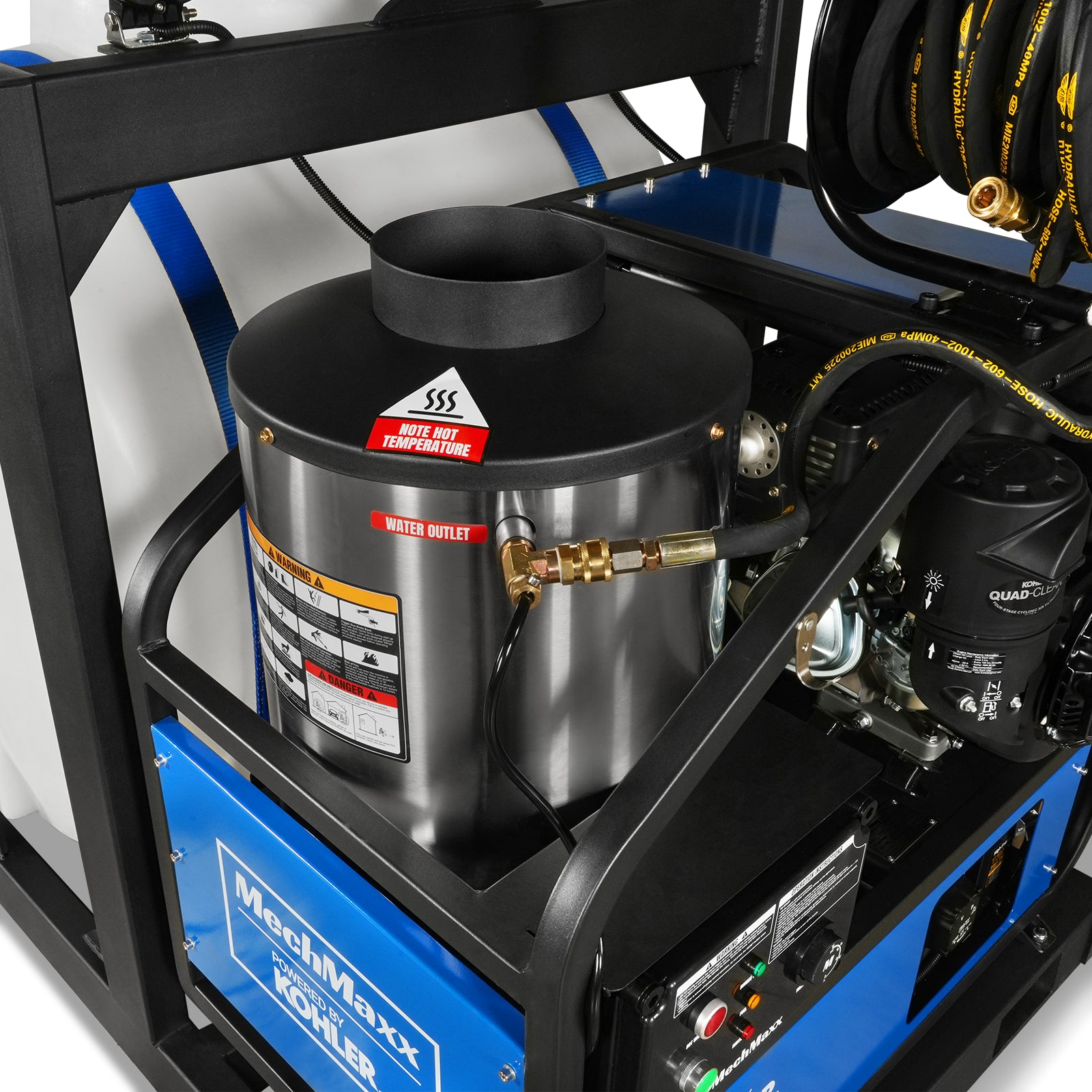 4000 PSI 4 GPM KOHLER E-Start Engine Hot Water Pressure Washer Skid Mounted with 175 Gal Tank, HPW40KT