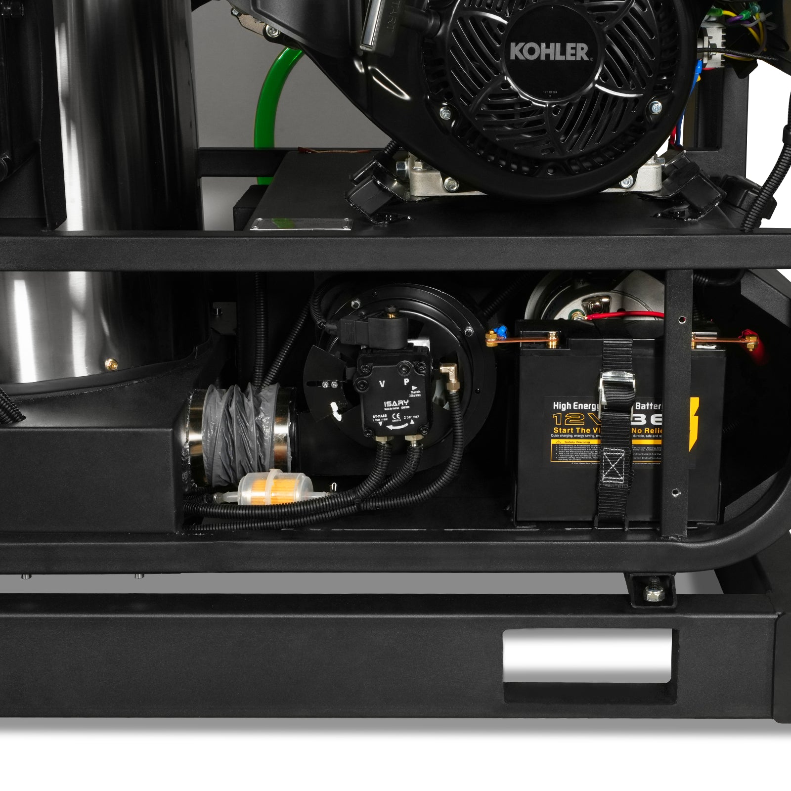 4000 PSI 4 GPM KOHLER E-Start Engine Hot Water Pressure Washer Skid Mounted with 245 Gal Tank, HPW40KBT